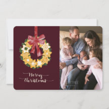 Christmas Cookie Wreath with Burgundy Background