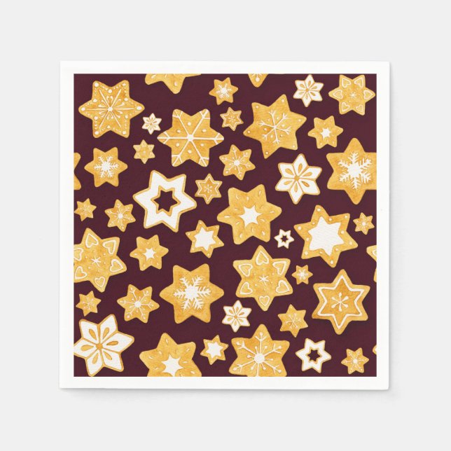 Christmas Cookie Wreath with Burgundy Background Napkin (Front)