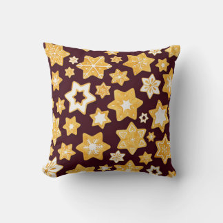 Christmas Cookie Wreath with Burgundy Background Throw Pillow