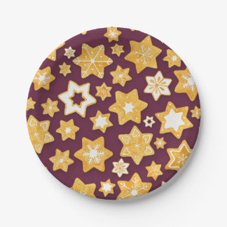 Christmas Cookie Wreath with Deep Plum Background Paper Plate