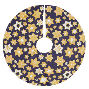 Christmas Cookie Wreath with Navy Blue Background Brushed Polyester Tree Skirt