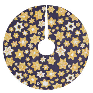 Christmas Cookie Wreath with Navy Blue Background Brushed Polyester Tree Skirt