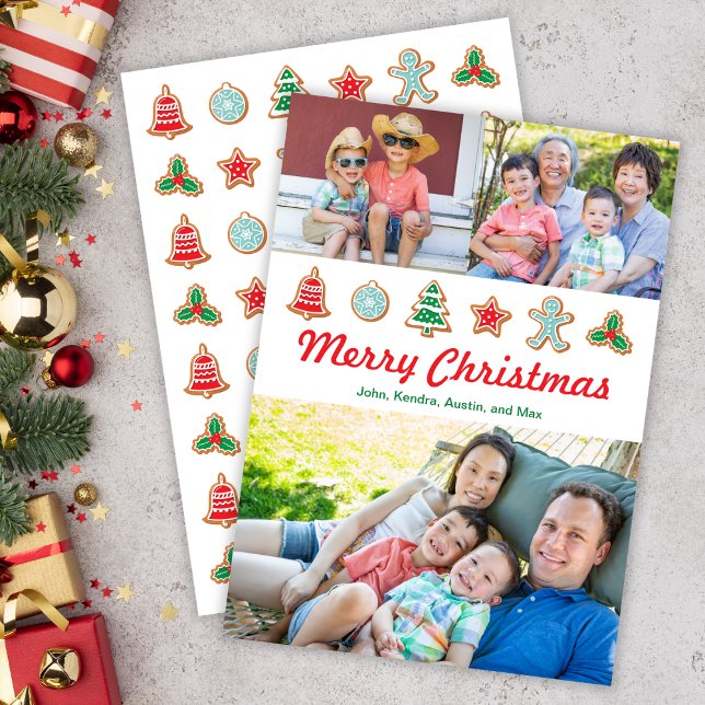 Christmas Cookies 3 Photo Holiday Card (Christmas Cookies Photo Card)