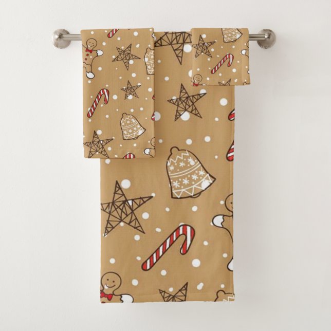 Christmas Cookies And Candy Canes Bath Towel Set (Insitu)