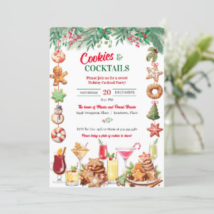 Christmas Cookies and Cocktails Holiday Party Invitation