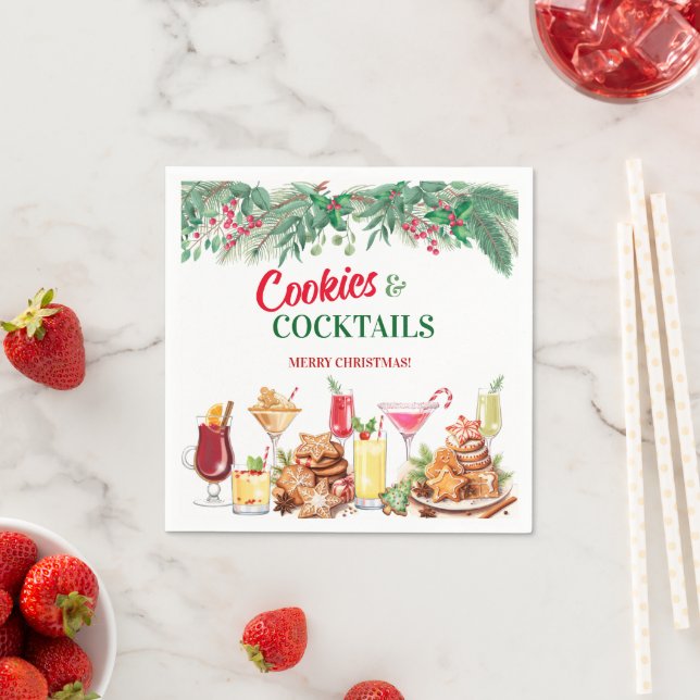 Christmas Cookies and Cocktails Holiday Party Napkin (Insitu)