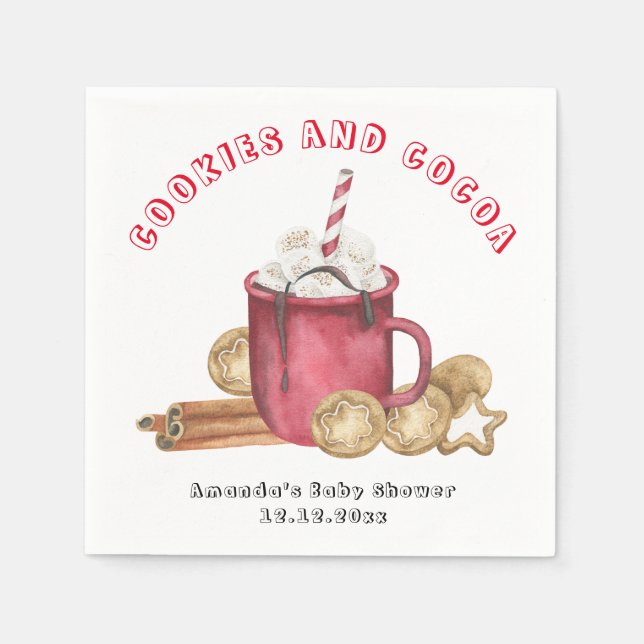Christmas cookies and cocoa baby shower napkin (Front)