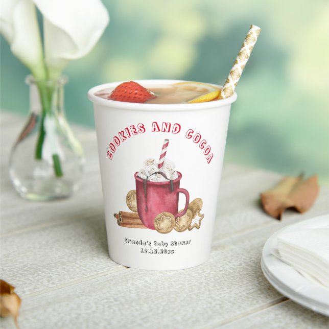 Christmas cookies and cocoa baby shower paper cups (Insitu)