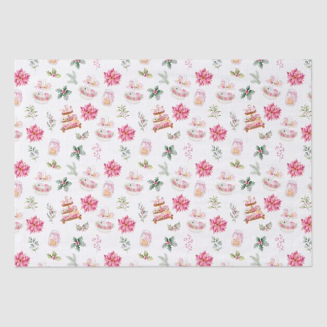 Christmas Cookies and Foliage Pink Tissue Paper (Front)