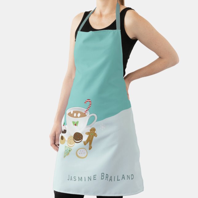 Christmas cookies and hot chocolate custom name apron (Insitu)