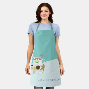 Christmas cookies and hot chocolate custom name apron