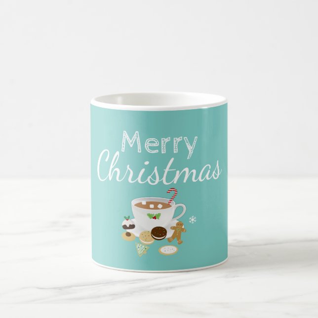 Christmas cookies and hot chocolate holiday       coffee mug (Center)