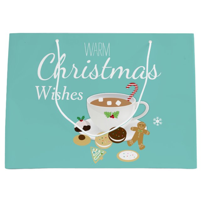Christmas cookies and hot chocolate holiday    large gift bag (Front)