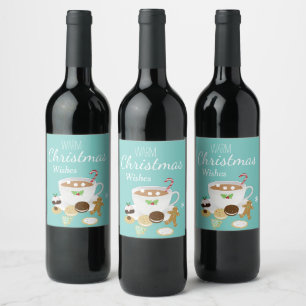 Christmas cookies and hot chocolate holiday        wine label