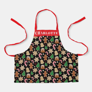 Christmas Cookies and Pudding Holiday Baking Name Apron