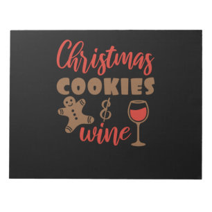 Christmas cookies and wine notepad