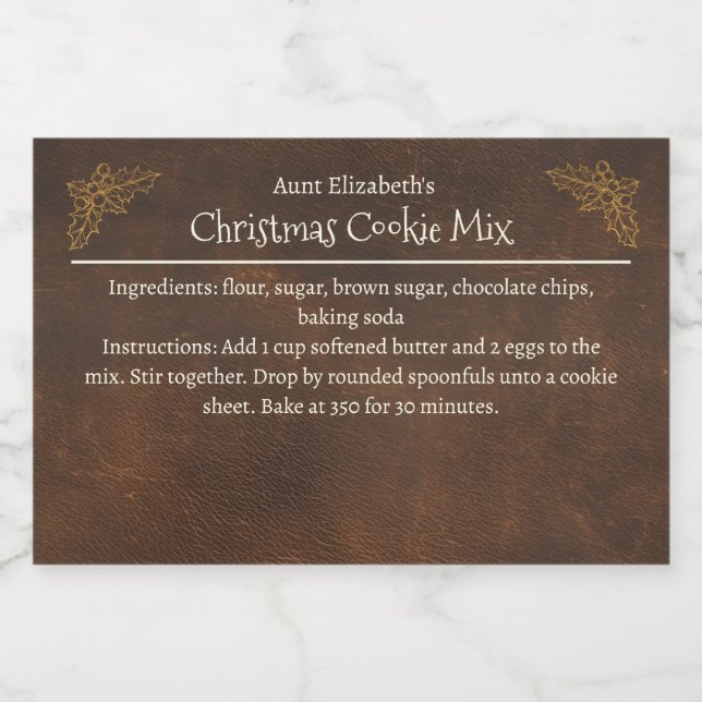 Christmas Cookies Baking Mix Personalized Food Label (Single Label)