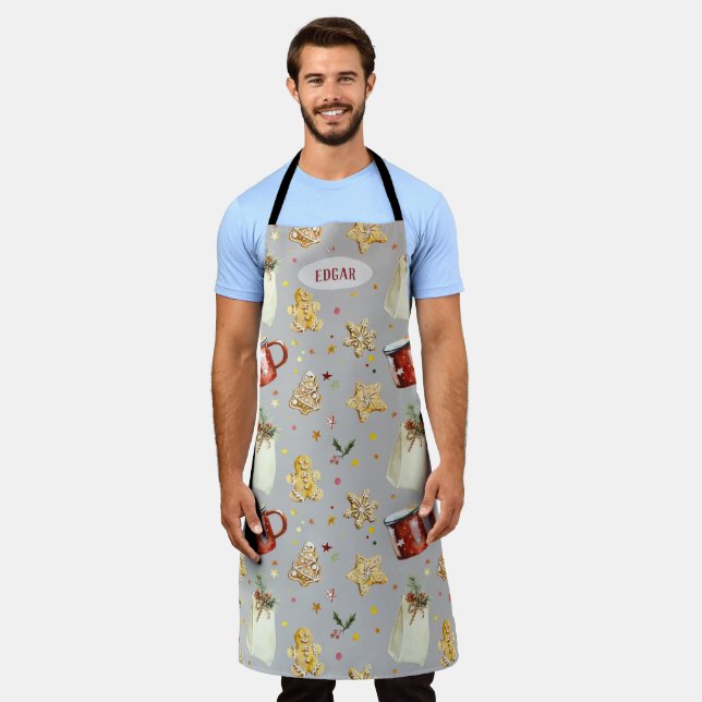Christmas Cookies & Cocoa Customizable Apron (Worn)
