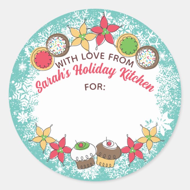 Christmas cookies cupcakes from the kitchen of classic round sticker (Front)