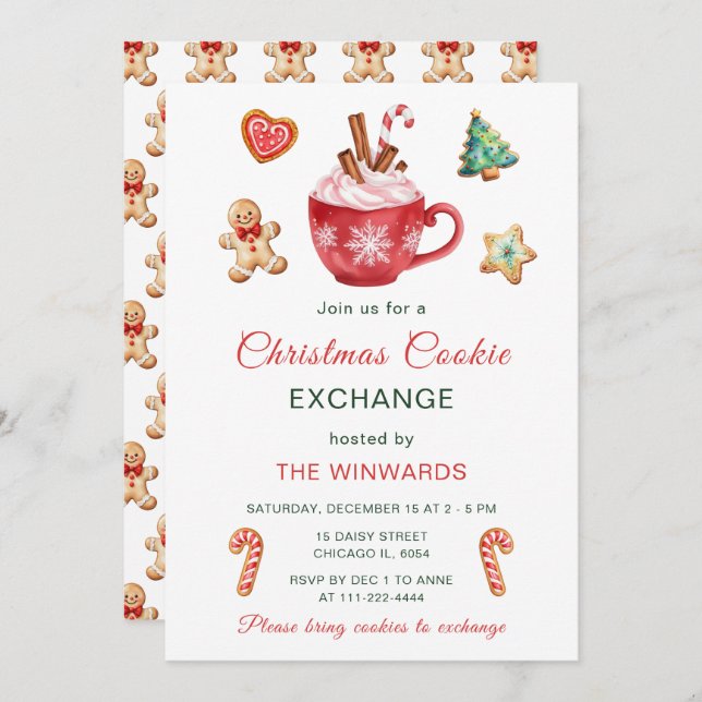 Christmas Cookies Exchange Party Invitation (Front/Back)