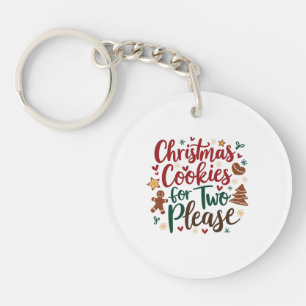 Christmas Cookies For Two Please Pregnancy Xmas Keychain