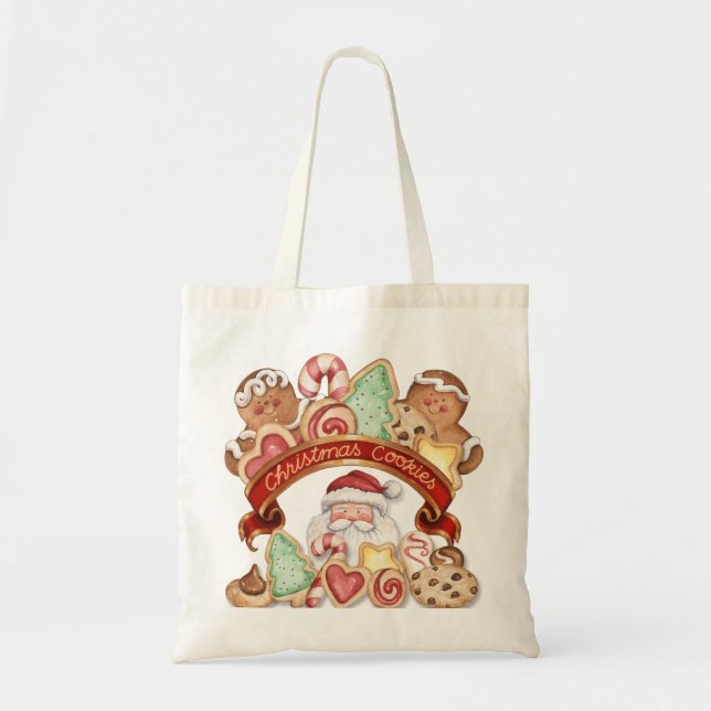 Christmas Cookies Gingerbread & Santa Tote Bag (Front)
