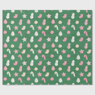 Christmas Cookies Green Wrapping Paper