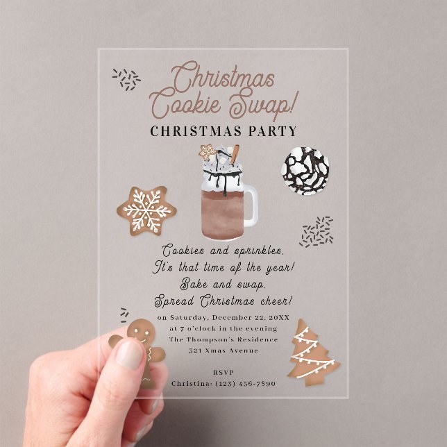 Christmas Cookies Holiday Baking Cookie Swap Acrylic Invitations (Insitu (Handheld))