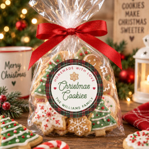 Christmas Cookies Homemade With Love Family Name Classic Round Sticker