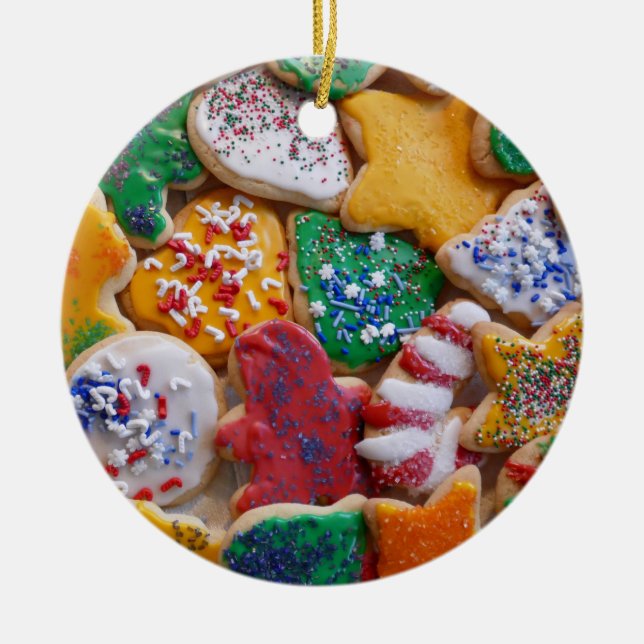 Christmas Cookies I Colourful Holiday Baking Ceramic Ornament (Front)