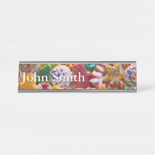 Christmas Cookies I Colourful Holiday Baking Desk Name Plate