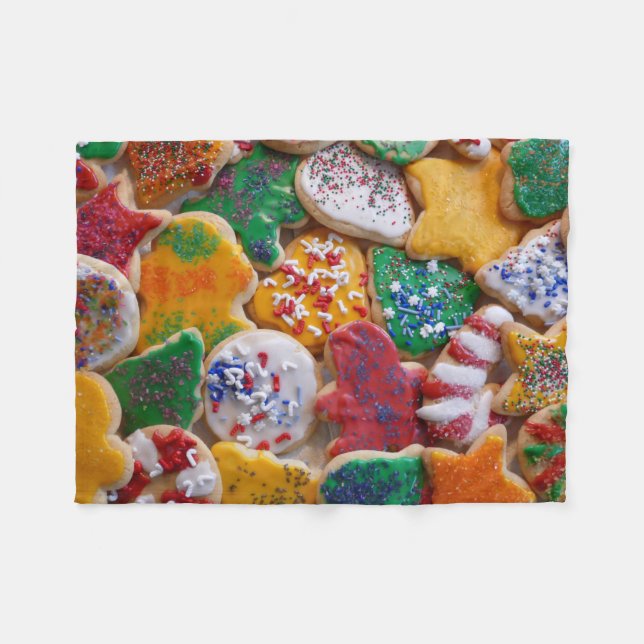 Christmas Cookies I Colourful Holiday Baking Fleece Blanket (Front (Horizontal))