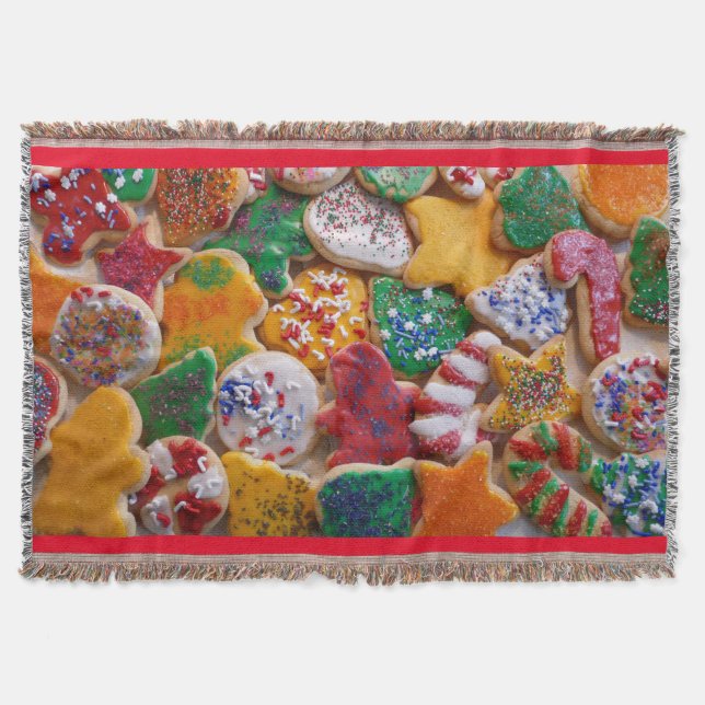 Christmas Cookies I Colourful Holiday Baking Throw Blanket (Front)