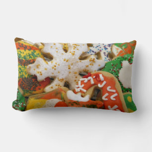 Christmas Cookies II Colourful Holiday Baking Lumbar Pillow