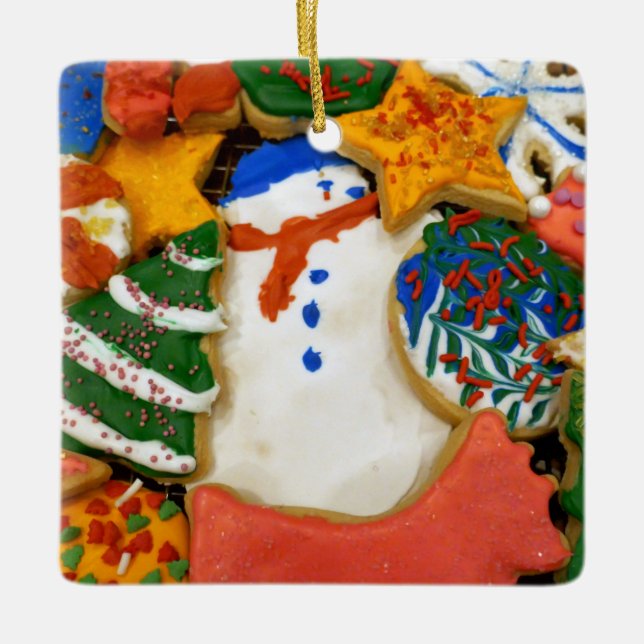 Christmas Cookies III Colourful Holiday Baking Ceramic Ornament (Front)