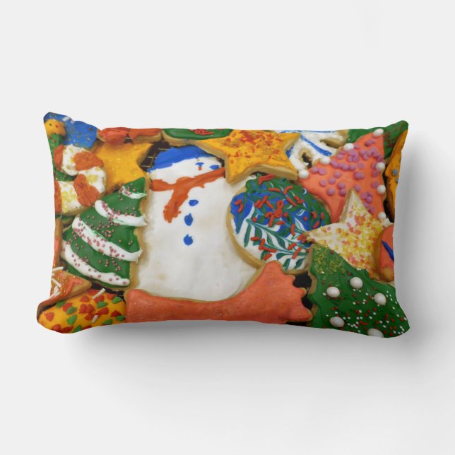 Christmas Cookies III Colourful Holiday Baking Lumbar Pillow (Front)