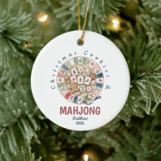 Christmas Cookies & Mahjong Funny Holiday Ceramic Ornament