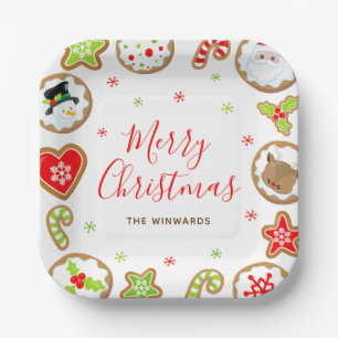 Christmas Cookies Merry Christmas Red and Green Paper Plate