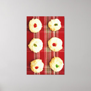 Christmas Cookies on Plaid 2 Wrapped Canvas