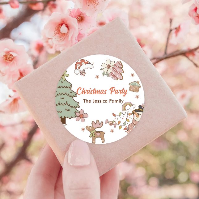 Christmas Cookies Party  Classic Round Sticker (Creator Uploaded)