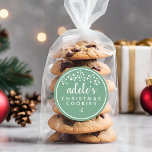 Christmas Cookies Personalized Green Classic Round Sticker<br><div class="desc">Add an elegant touch to your holiday treats with these gift tag stickers. Sticker features green stickers,  white berries,  script and modern typography are used. These stickers will adhere well to any surface--plastic,  paper gift bags,  cardboard,  or glass.</div>
