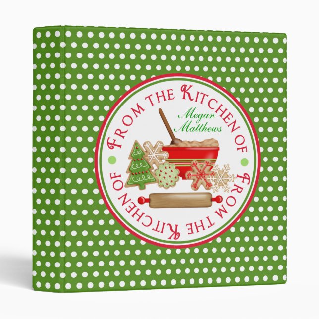 Christmas Cookies Polka Dot Recipe Binder (Front/Spine)