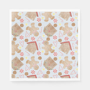 Christmas Cookies with Blue Stripe Paper Plates Napkin