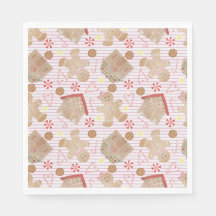Christmas Cookies with Pink Stripe Paper Napkin
