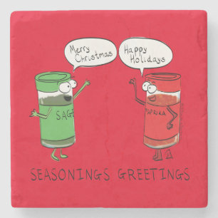 Christmas Cooking Funny Chef Spices Stone Coaster