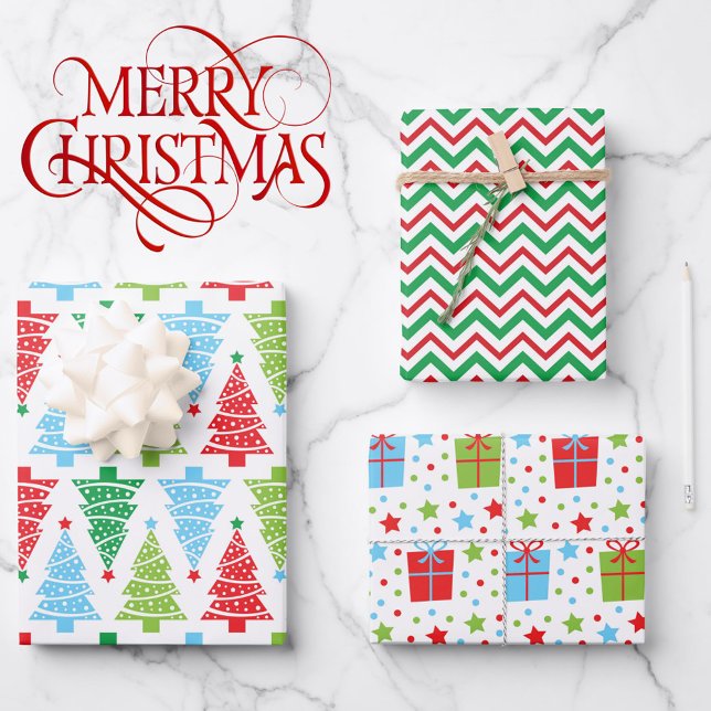 Christmas Coordinates in Red and Green 3 Fun Wrapping Paper Sheet (Creator Uploaded)