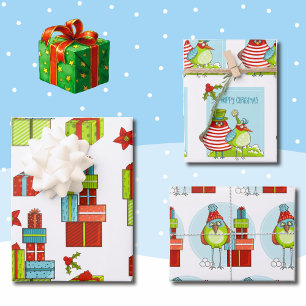 Christmas Coordinates Quirky Birds 3 Wrapping Paper Sheet