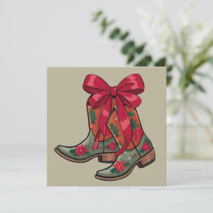 Christmas Coquette Boots Western Cowgirl Xmas Holiday Card