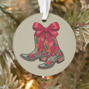 Christmas Coquette Boots Western Cowgirl Xmas Ornament