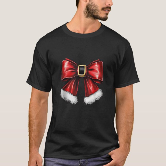 Christmas Coquette Bow Pattern Bows Designs Xmas S T-Shirt (Front)